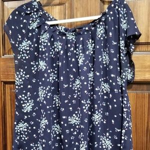 LC Laren Conrad Navy Floral Blouse